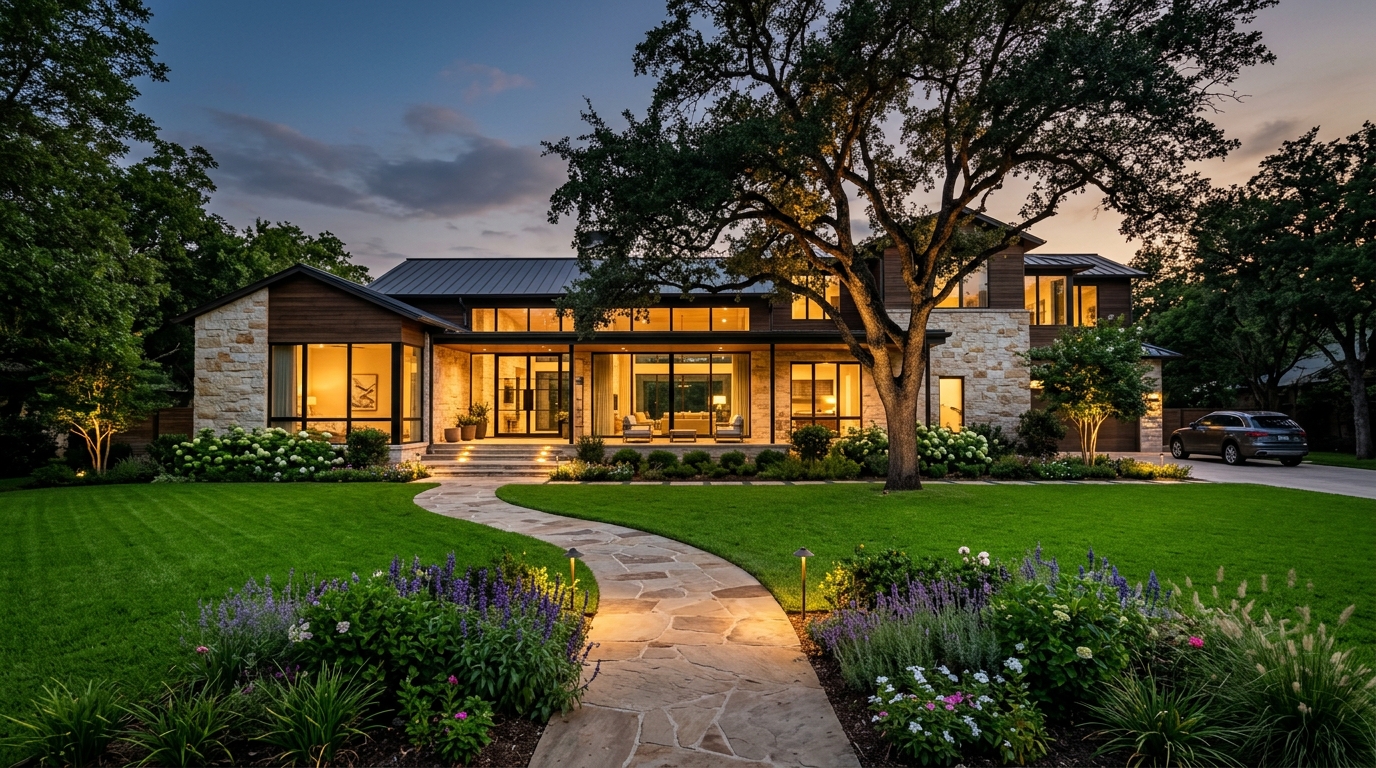 Amani Living Houston Estate at Dusk